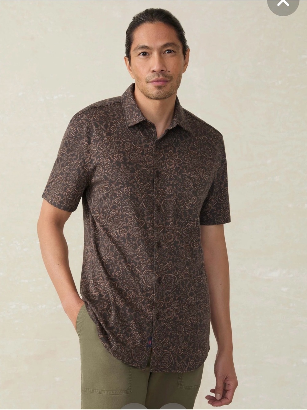 Faherty Hermosa Short Sleeved Shirt Citrus Blossom